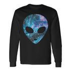 Psychedelic Alien Head Cosmic Galaxy Trippy Outer Space Langarmshirts