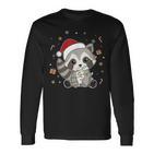 Raccoon Christmas Animals Fairy Lights Raccoon Langarmshirts