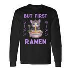 Ramen Cat Japanese Kawaii Anime Purple Style Langarmshirts