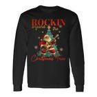 Rocking Around The Christmas Tree Santa Rock And Roll Guitar Langarmshirts