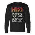 Hiss Cat Cats Kitten Rock Music Cat Lovers Hiss Langarmshirts