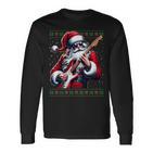 Santa Claus Guitar Ugly Christmas Jumper Langarmshirts