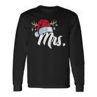 Santa Claus Hat Mrs Partner Outfit For Christmas Langarmshirts