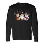 Santa Claus Reindeer And Snowman In The Snow I Christmas Langarmshirts