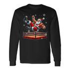 Santa Wrestling Christmas Wrestler Matching Sport Lover Langarmshirts