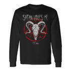 Satanist Baphomet 666 Satanism Satan Loves Me Langarmshirts