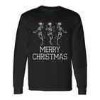 Skeletons Dance With Christmas Hats Merry Christmas Skeleton Langarmshirts