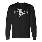 Snowboarding With Heartbeat Pulse Ecg And Snowboarder Langarmshirts