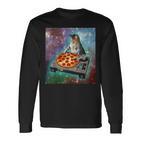 Space Galaxy Universe Cat Pizza Dj Cute Cosmic Langarmshirts