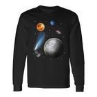 Space Motif Universe Stars Solar System Planets Sun Langarmshirts