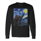 Starry Night Catan Gogh Cat Langarmshirts