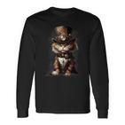 Steam Punk Portrait Cat Kitten Steampunk Sci-Fi Character Langarmshirts