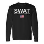 Swat Team Police Special Forces Us Flag Chest Logo Langarmshirts