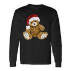 With Teddy Bear And Santa Hat Teddy Bear Christmas Langarmshirts