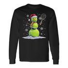 Tennis Snowman Tennis Player Santa Hat Christmas Langarmshirts