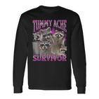 Tummy Ache Survivor Raccoon Meme Bootleg Graphic 90S Langarmshirts