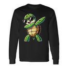 Turtle Dabbing Turtle With Toad Motif Langarmshirts