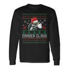 Ugly Christmas Zander Claus Angler Weihnachten Fishing Sports Langarmshirts