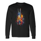 Upright Bass Instrument On Colourful Lacquered Double Bass Langarmshirts