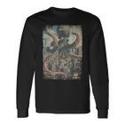 Vintage Octopus Monster Horror Poster Octopus Langarmshirts