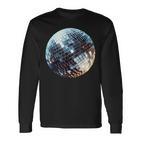 Vintage Retro Disco Ball Retro 1980S Dj Mirror Ball Langarmshirts