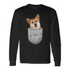 Welsh Corgi Pembroke Chest Pocket For Dog Owners Langarmshirts