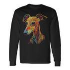 Whippet Dog Motif Pet Illustration Colourful Whippet Langarmshirts