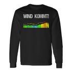 Wind Comes Kiter Surfer Saying Kitesurfer Windsurf Langarmshirts