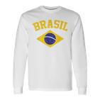 Brazilian National Flagintage Patriotic Football Brazil Green Langarmshirts