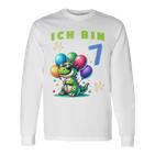 Children's Dino Children's Ich Bin Sieben 7 Jahre Alt Langarmshirts