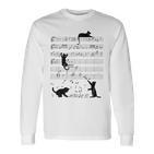 Cute Cat Music Noteintage Notes Musician Langarmshirts