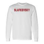 Distressed Team Slafkovsky Last Name Proud Family Blue Langarmshirts