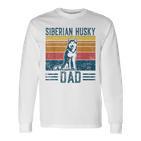 Dog Husky Papa -Intage Siberian Husky Dad Langarmshirts