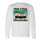 Free Syria Syria Revolution Freedon Flag Blue Langarmshirts