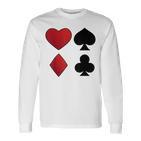 Poker Playing Cards Cross Heart Motif Card Fun Langarmshirts