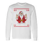 Heavy Metal Christmas Sleigher Hail Santa Claus Rock Music Langarmshirts