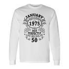 January 1975 50 Years Decoration 1975 50Th Birthday Langarmshirts