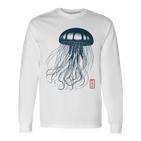 Japanese Aesthetic Asianintage Medusa Jellyfish Gray Langarmshirts