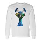 Pfau Motiv Blauer Pfau Pfauen Peacock Rad Pfauenrad Pfau Langarmshirts