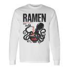 Ramen Anime Manga Kawaii Otaku Fashion Backprint Streetwear Gray Langarmshirts