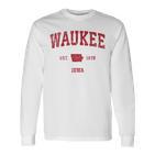 Waukee Iowa Iaintage-Sportdesign Roter Druck Langarmshirts