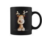 Happy Reindeer I Deer Wild Animal Elk Christmas Fun Tassen