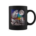 Howling Wolf Otter Moon Galaxy Parody Tassen