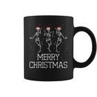 Skeletons Dance With Christmas Hats Merry Christmas Skeleton Tassen