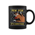 Ugly Christmas Sweater Pew Pew Crazy Reindeer Xmas Tassen