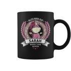 Women's Sarah Name First Name Unicorn Saying Birthday Tassen