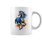 Children's Colourful Horse In Gallop Cute Horses Girls Stable And Riding Blue Tassen