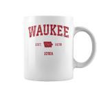 Waukee Iowa Iaintage-Sportdesign Roter Druck Tassen