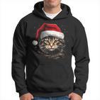 Cat With Christmas Hat Christmas Cat Santa Kapuzenpullover