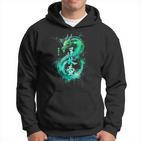 Green Flying Japanese Dragon With Kanji Lettering Kapuzenpullover